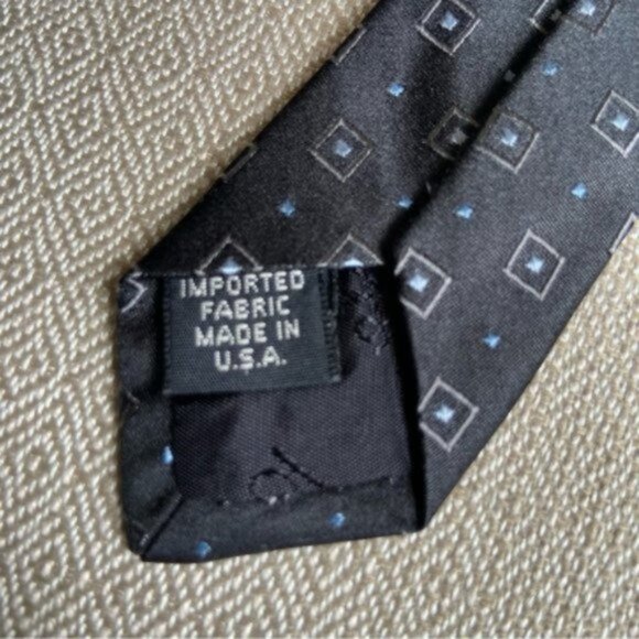 Vtg Murano Men's Black Geometric Square Tie - Picture 2 of 5